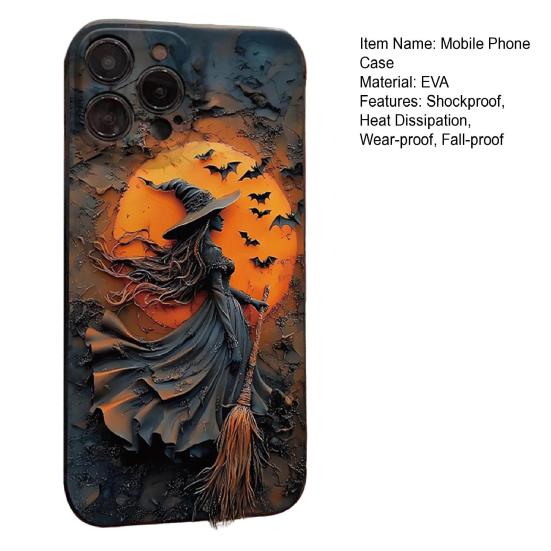 Чехол для телефона на Хэллоуин Ведьминский для IPhone 16/15 Pro Max Противоударный чехол для телефона с жестким ПК и мягким ТПУ Защита от царапин 360 градусов Аксессуар для телефона