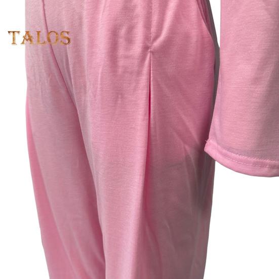 Комплект из 2 предметов: осенне-весенний женский топ, брюки, футболка с длинными рукавами и круглым вырезом, брюки с эластичной резинкой на талии и боковыми карманами, спортивный брючный костюм для поездок на работу