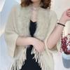 New Fashionable Fur Collar Thickened Warm Shawl Large Size Loose Knitted Cardigan Jacket Female