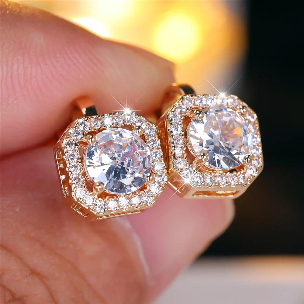 1 пара круглых циркониевых клипс для ушей для женщин и девочек, модные золотые квадратные непроколотые клипсы для ушей