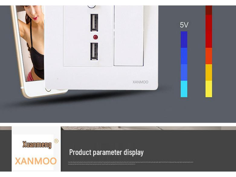 Тип 86 Настенный Однополюсный Двухпозиционный Переключатель с Двойной USB Розеткой для Дома