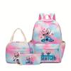 Stitch Backpack Lunch Bag Pencil Pouch Set 3-in-1 Student Backpack Custom Pattern Kids Bookbag Waterproof Durable School Supplies