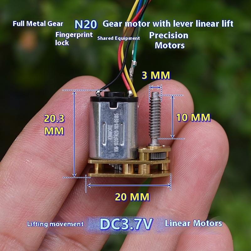 Микромотор N20 с металлическим редуктором, вал с резьбой, 3 В 3,7 В, двигатель с шестерней для движения вверх-вниз, самоблокирующийся для DIY