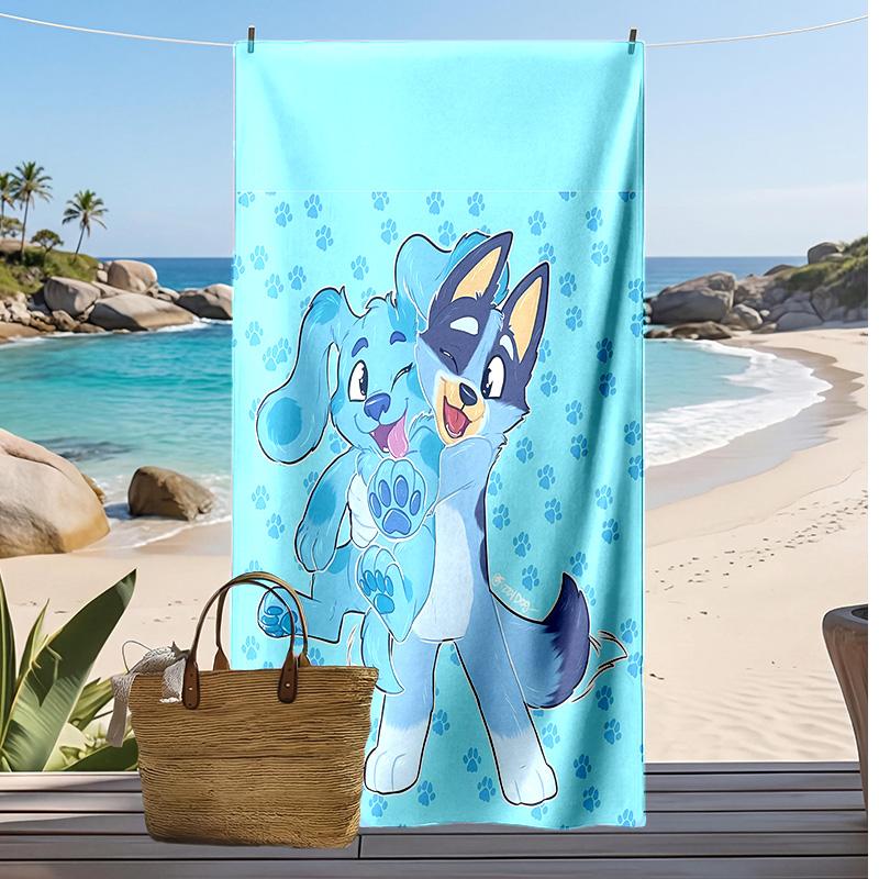 bluey cartoon Printed Quick Dry Beach Towel Super Absorbent Soft Lightweight Bath Towel for Pool Summer Travel