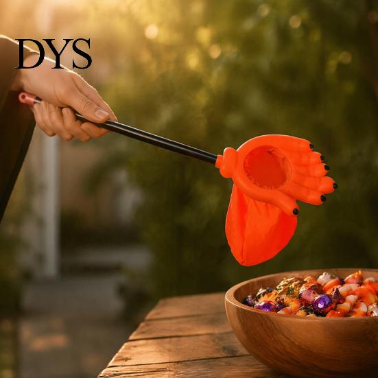 Halloween Props for Children Trick or Treat Bags Kids, Palm Shaped Candy Holder, Decorative Party Pouches Skeleton Hand Pouch with Long Handle Goodies