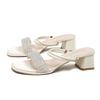 2025 New Summer Fashion Sandals Square Head Half Slippers Women's Thick Heel Daily Versatile Large Size Women's Shoes