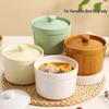 Ceramic Steamed Egg Custard Bowl with Lid – Double-Layer Earthenware Pot for One-Person Soups and Stews