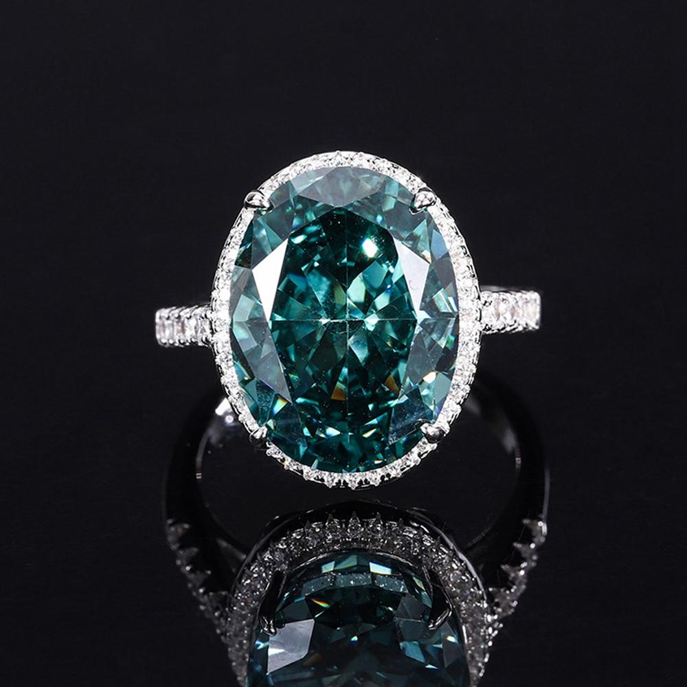 Fashion 18K Gold Plated 12*16MM Fancy Vivid Courndum Ring for Women Engagement Gift 925 Sterling Silver Fine Jewelry