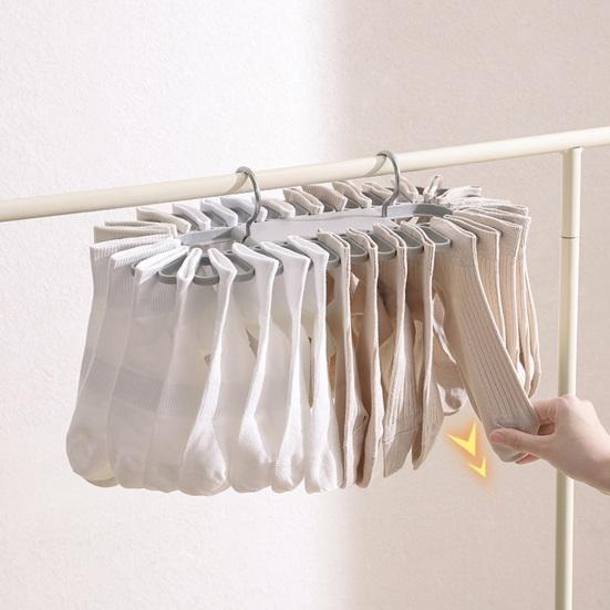 Sock Drying Rack with 32 Clips Strong Load-bearing Foldable Design Multipurpose Socks Underwear Laundry Hanging Rack