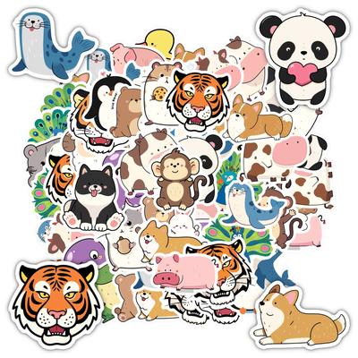 35pcs Cartoon Pets Stickers Cute Zoo DIY Stickers Stickers For DIY Phone Guitar Laptop Notebook Suitcase Cup Guitar DIY