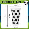 6 Pcs Set 24 OZ Soccer Cups Large Capacity Reusable Straw Cup with Lid and Straw Stackable Coffee Cup Soccer Fans Party Supplies