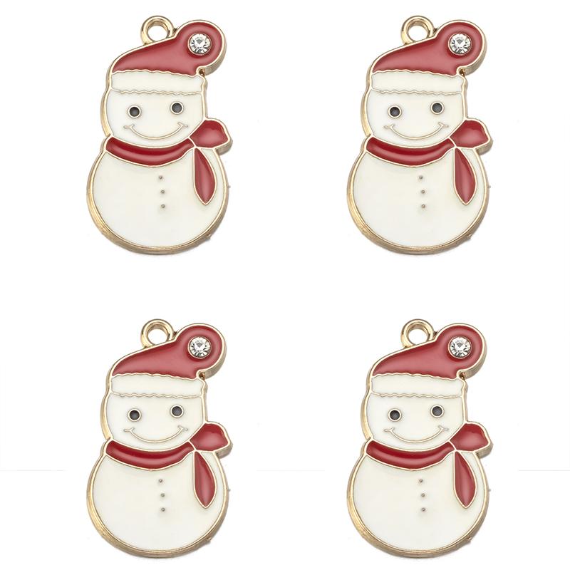 10pcs/lot Alloy Drip Oil Pendant Santa Claus Snowman Christmas Tree Charm Pendant For DIY Men Women Earrings Necklace Party Gift