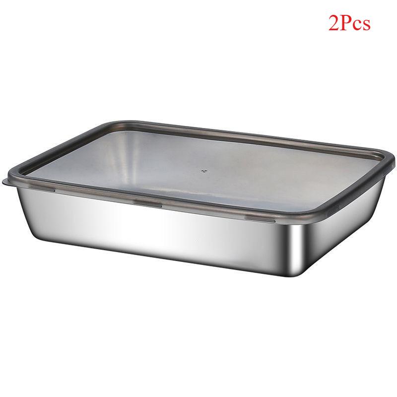 Контейнер для хранения из нержавеющей стали, контейнеры для хранения мяса и продуктов в холодильнике с крышкой, органайзер для холодильника, контейнер для хранения на кухне