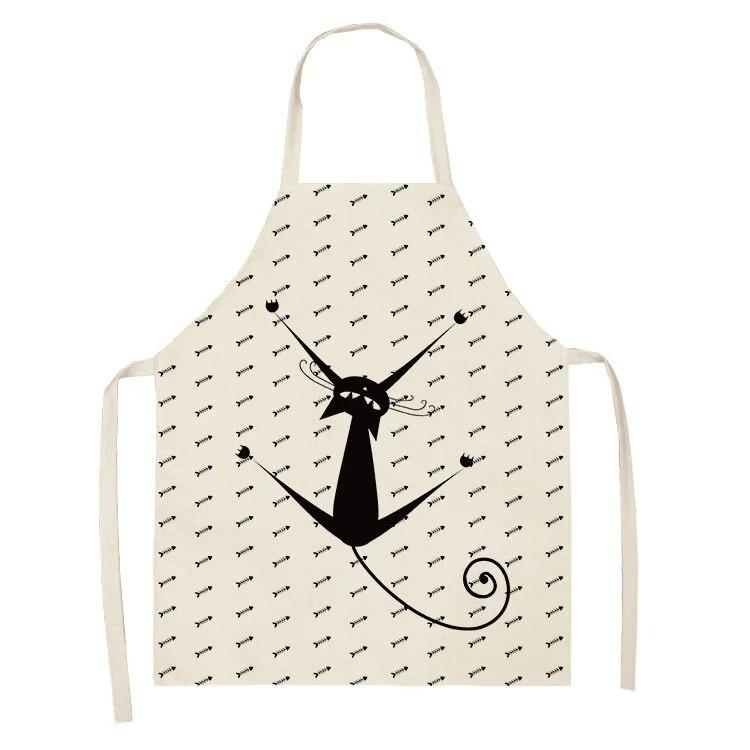 1 шт. 55x68 см кухонный фартук с милым принтом кота домашние хлопковые льняные фартуки без рукавов для мужчин и женщин аксессуары для выпечки 38x47 см