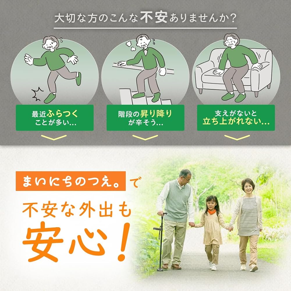 [Supervised by a Physical Therapist] Everyday Walking Stick - 4-legged, Stable, Foldable,