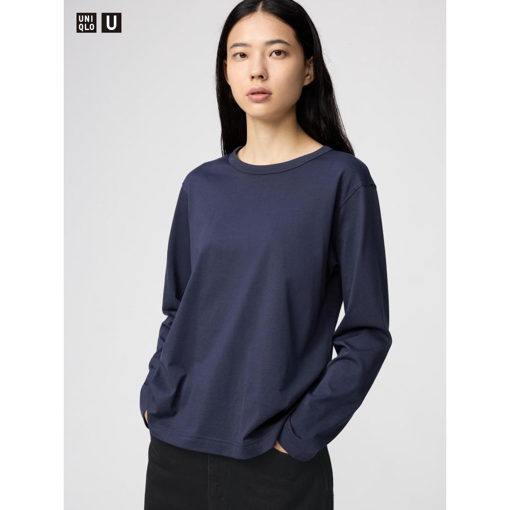Uniqlo Япония Supima Хлопок Футболка с длинным рукавом