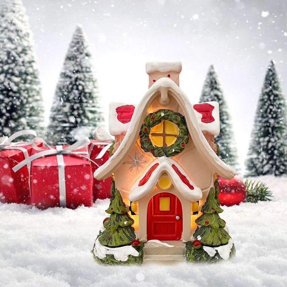 Christmas Outdoor Decorations Resin Micro Landscape Craft New Snow House Ornaments