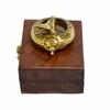 5.08 Cm Pocket Sundial Compass In a Wood Box Brass Polish, Black