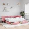 VidaXL Daybed with Trundle and Drawers Pink 90x200 Cm Velvet 3196766