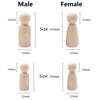 2pcs/5pcs Male/Female Doll Natural Wood Eco-friendly 35mm 43mm 55mm 65mm 75mm 90mm 120mm for DIY Crafts Woodcraft Jewelry Making Accessories