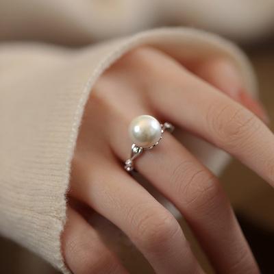 Кольцо из натурального пресноводного жемчуга S925 Silver, женское, нишевое, легкое, роскошное, чувствительное, не выцветает, регулируемое, открытое, на указательный палец