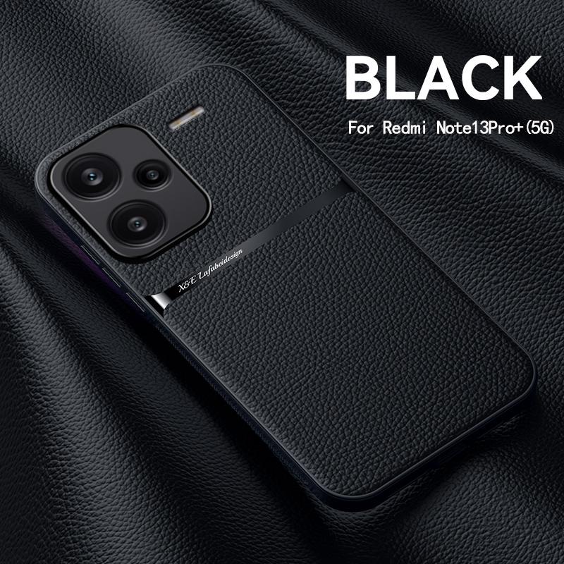 Чехол для телефона из ПУ кожи с текстурой класса люкс для Xiaomi Redmi Note 13 Pro 4G Plus 5G, с ТПУ рамкой, пластиковый, магнитный, противоударный, Fundas