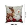 Linen Throw Cushion Cover Elk Santa Claus Snowman Xmas Tree Pillow Case  Living Room