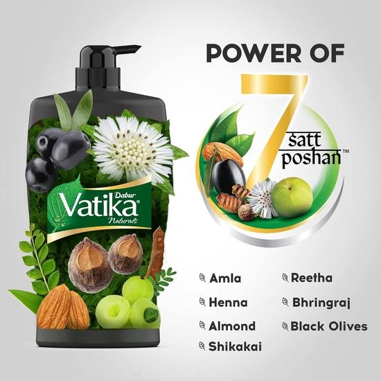 Dabur Vatika Long & Black Shampoo - 1 л | С амлой и брингараджем | Для блестящих, длинных и черных волос | Без добавления парабенов | Обеспечивает бережное очищение