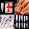 500 Pcs Boxed Transparent Coffin Fake Nails Natural Long Ballet Full Coverage Nail Tips Decorations Pressed On The Nails