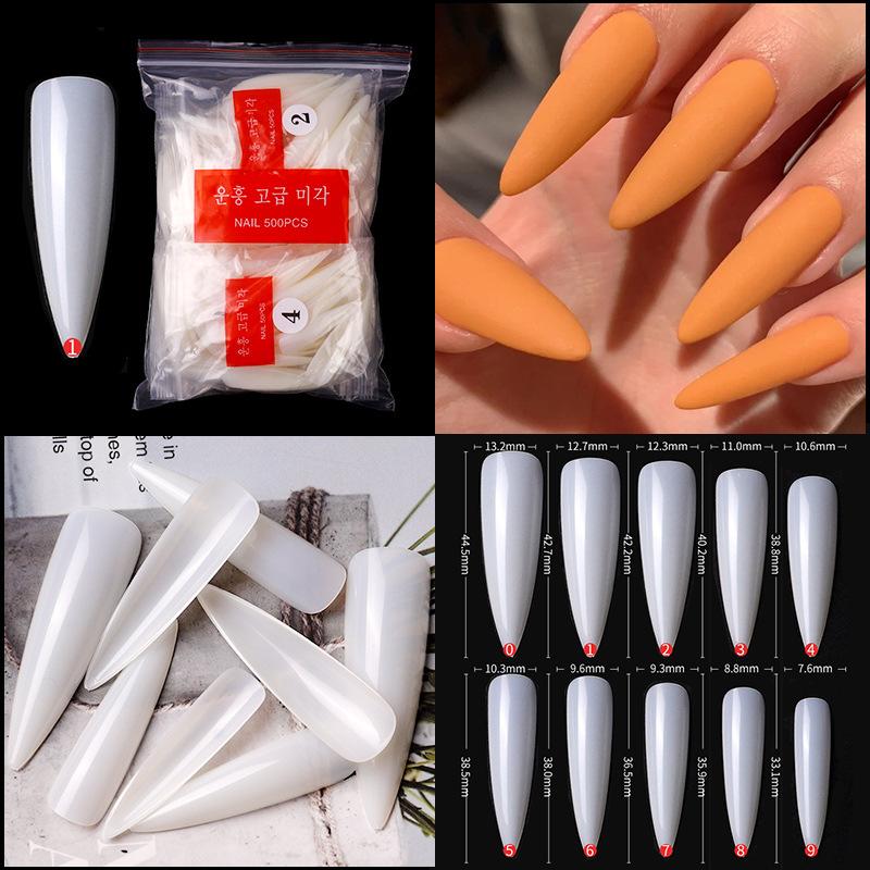 500 Pcs Boxed Transparent Coffin Fake Nails Natural Long Ballet Full Coverage Nail Tips Decorations Pressed On The Nails