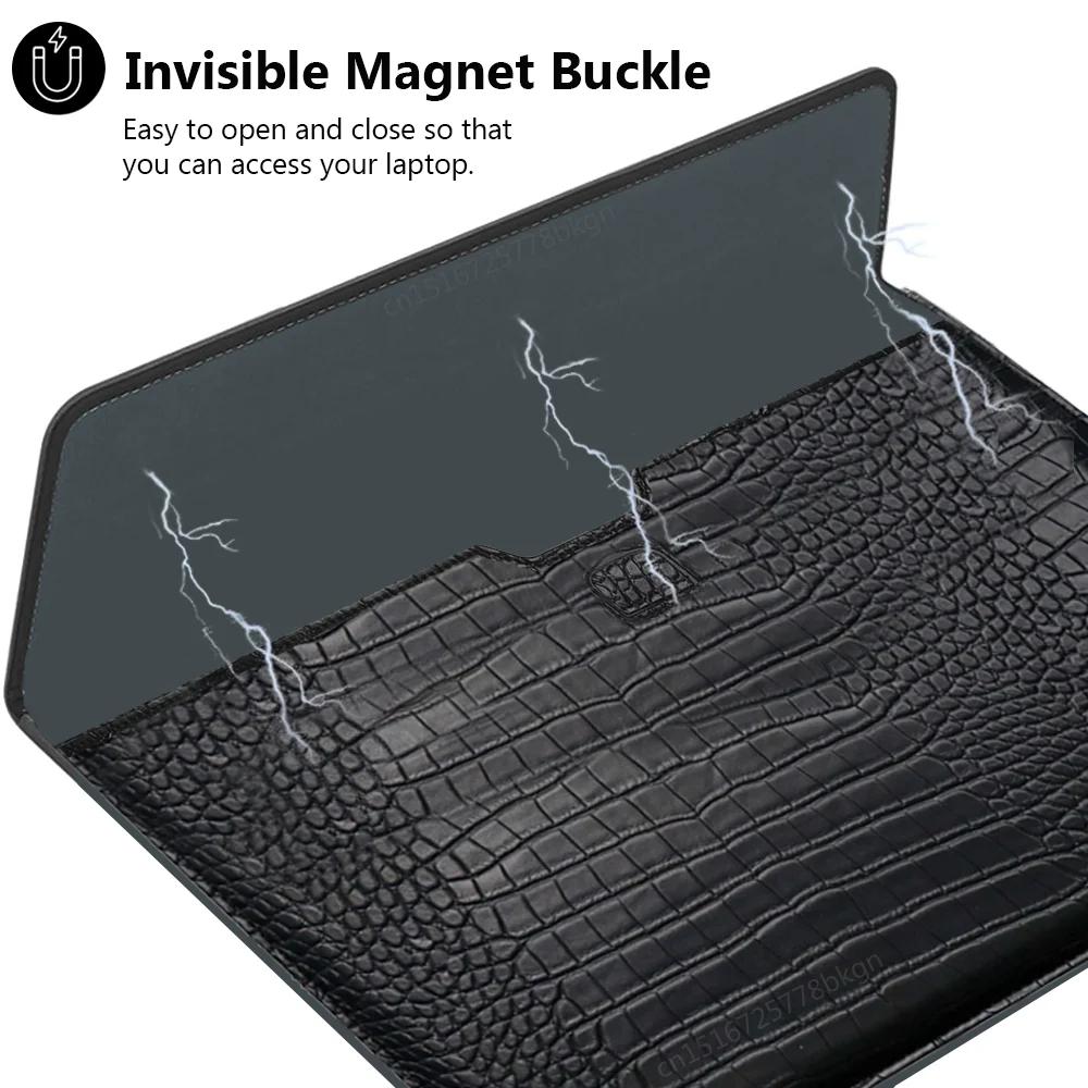 Сумка-чехол-портфель из кожи крокодила для ноутбука Macbook Air 13 14 15 16 дюймов, чипы M5 M4 M3 M2, чехол для Mac Book Pro, аксессуары