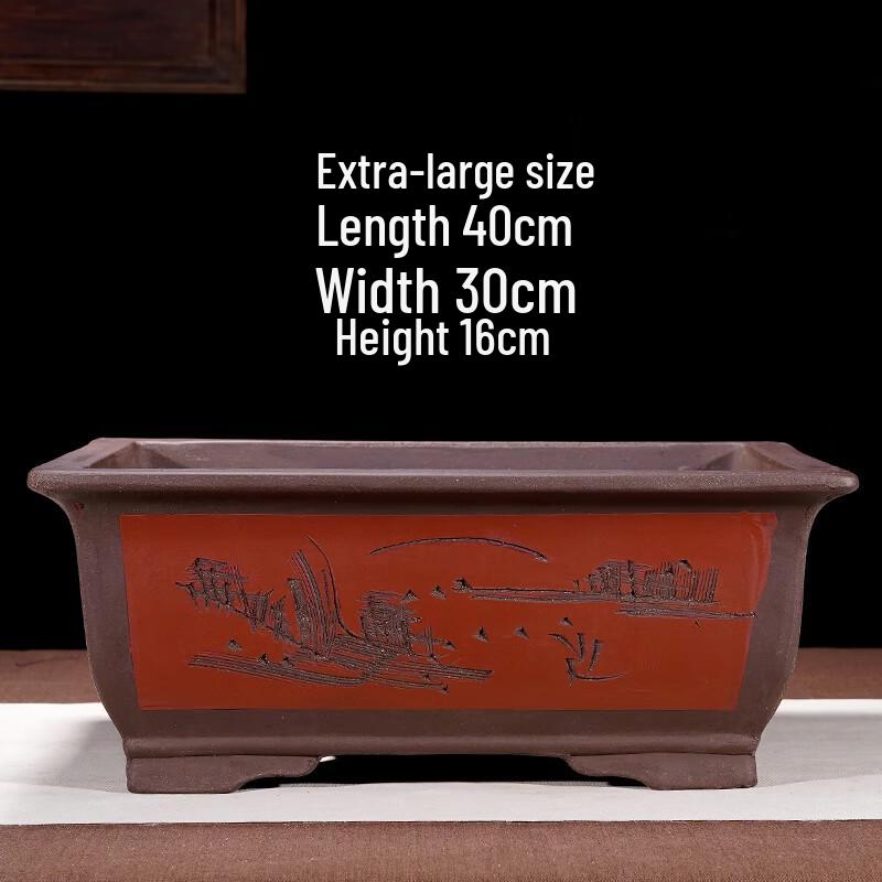 Purple Clay Rectangular Bonsai Trough Pot