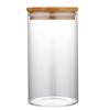Round Borosilicate Glass Storage Jar with Bamboo Lid for Tea and Grains