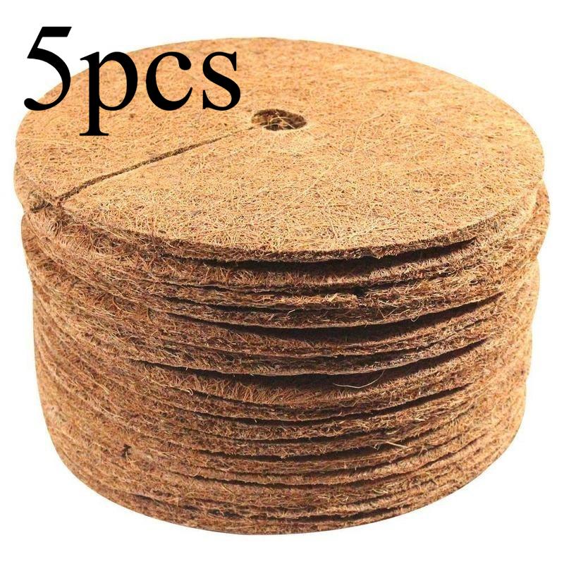 5 шт. Садовый цветочный горшок Мат против травы, Круглый кокосовый плоский мат, Плотная кокосовая одежда Защита корней Дышащая подушка