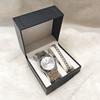 Gohuos 8807 Fashion 3PCS Set Chain Bracelet & Black Leather Box & Men Watch Waterproof Luminous Steel Watches Reloj Montre