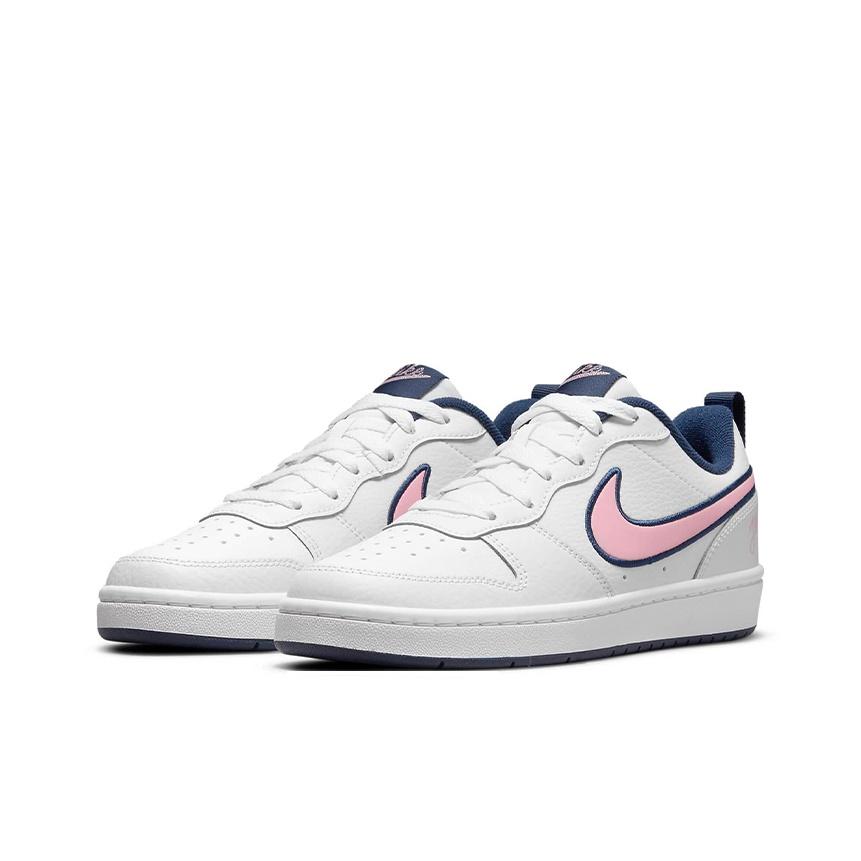 Nike Court Borough Low 2 SE Кожа Повседневные Удобные Нескользящие Легкие Амортизирующие Низкие Детские Кеды для Скейтбординга Детские кроссовки DB3090-100