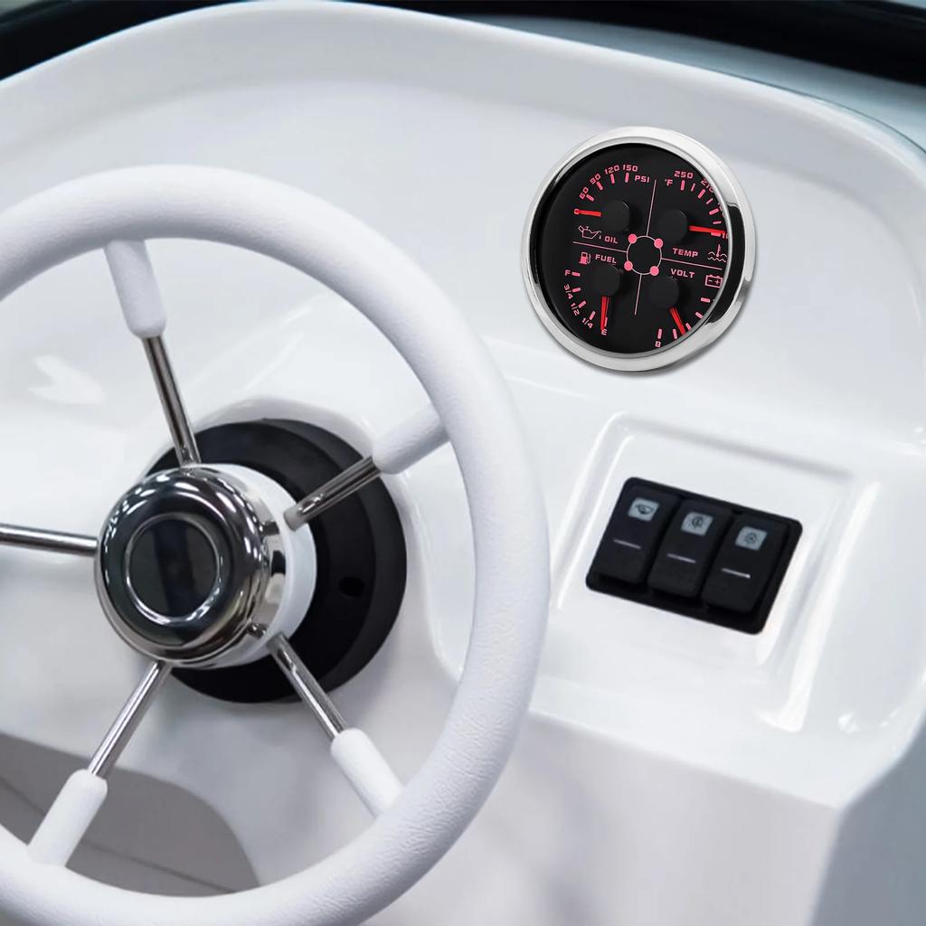 85 мм 4 в 1 Датчик Датчик давления масла Датчик температуры воды Датчик уровня топлива Вольтметр с сигнализацией Для морской лодки автомобиля Водонепроницаемый 12 В 24 В