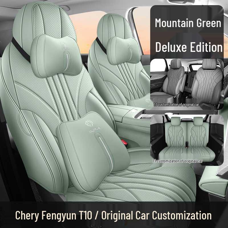 Полностью закрывающие кожаные чехлы на сиденья автомобиля Chery Fengyun T10 для 5-6 мест, всесезонные, универсальная посадка.