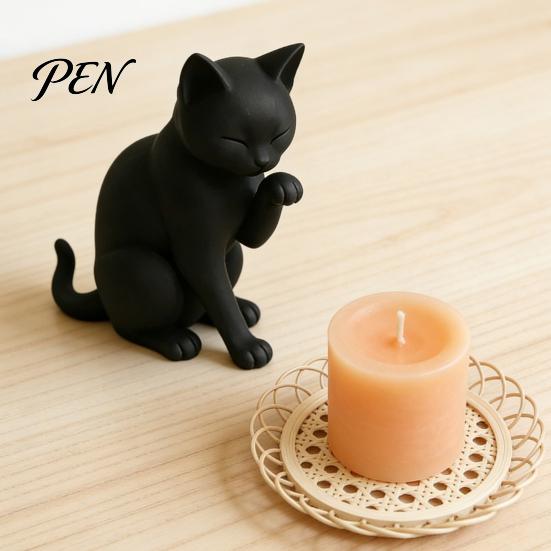 Бесшовная статуэтка кошки, черная модель, мини-фигурка-украшение, 3D-печатная матовая фигурка, декоративная для рабочего стола, прихожей, спальни