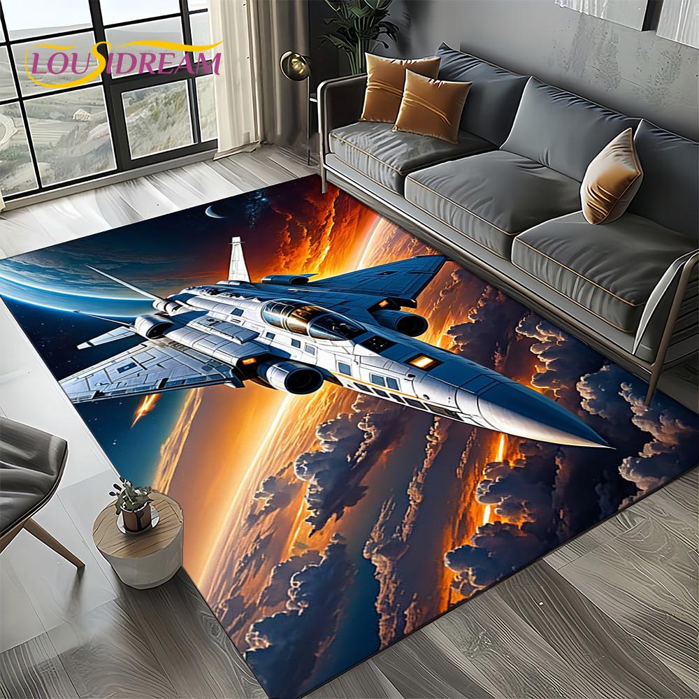 3D Космический Спитфайр Самолет ВВС Реактивный Истребитель Мультяшный Ковер Коврик для Гостиной Спальни Дивана Украшение, Нескользящий Напольный Коврик
