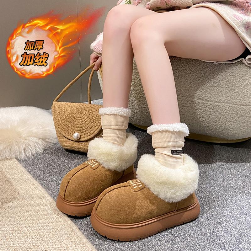 Fashion CRLAYDK Memory Foam Fuzzy Boots for Women Platform Big Toe Warm Fur Lined Suede Short Ankle House Shoes Anti Slip Outdoor Botas
