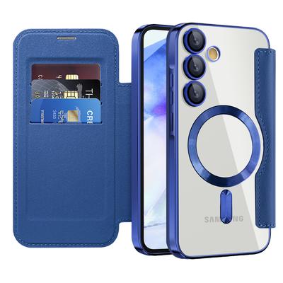 Для Samsung Galaxy A55 5G Магнитный чехол с держателем для карт с RFID-блокировкой Кожаная крышка для телефона