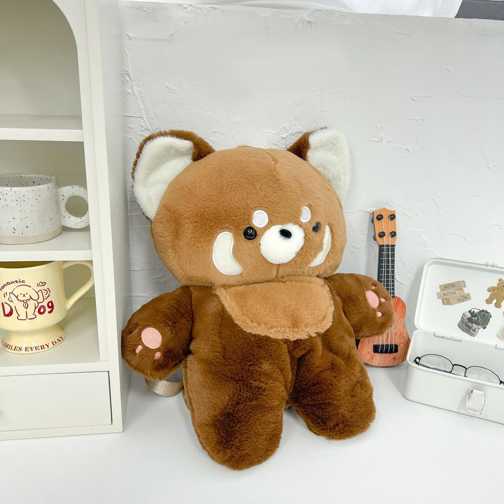 Cartoon Raccoon Plush Doll Backpack Outdoor Shoulder Bag Children Gift Festival