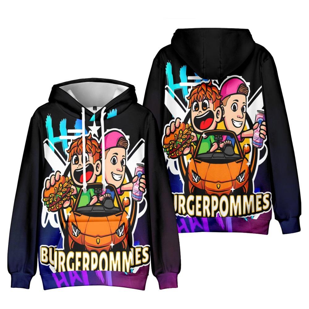 8 цветов, новая мода, Burgerpommes ICrimax Print, одежда, уличная одежда, женские и мужские толстовки с капюшоном, модные пуловеры с длинным рукавом и капюшоном