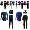 Girls Gymnastics Dance Costume Mock Neck Long Sleeve Keyhole Back Shiny Rhinestones Leotard Set