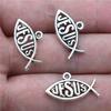 20pcs 23x13mm Antique Silver Color Christian Jesus Fish Charms Pendants DIY Bracelet Neckalce Jewelry Making