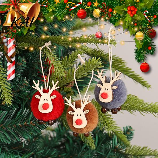 Unique Christmas Ornaments for Door Handles Felt Elk Hanging Ornaments, Cute Fuzzy Pom Reindeer Small Lightweight Xmas Tree Pendant, Holiday
