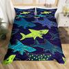 Пододеяльник с изображением акулы, комплект постельного белья с изображением глубоководных животных, мультяшные акулы океана, красочный нарисованный вручную пододеяльник для детей, мальчиков и девочек