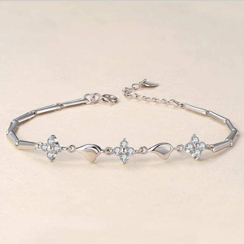 Shiny Female Crystal Bracelets for Women Jewelry Trendy 925 Silver Girls Bracelets Accessories Lady Valentine's Gift