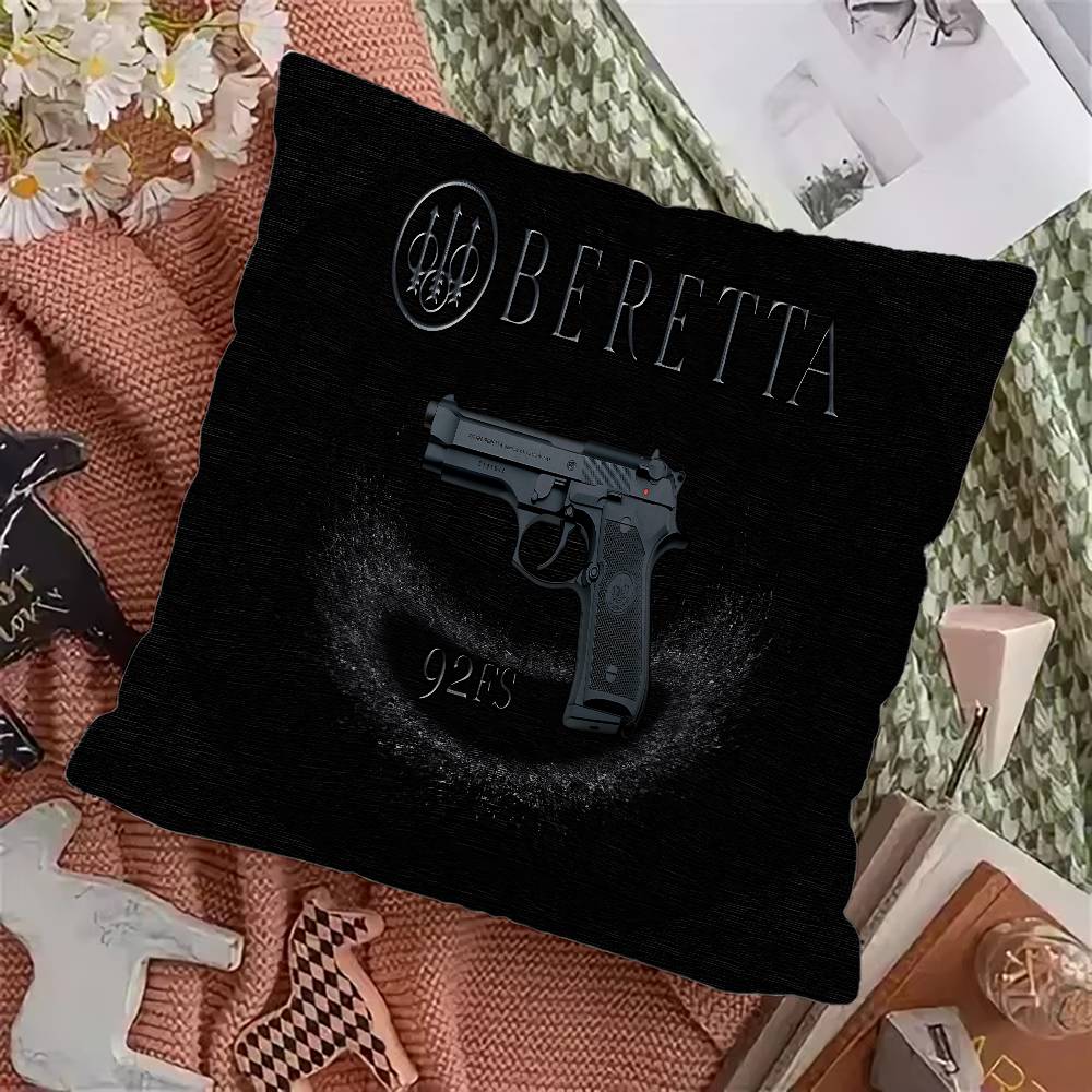 Логотип пистолета B-Beretta Персонализированная наволочка-пыльник для подушки Спальня Детская вечеринка Украшение Наволочка День рождения Детский подарок